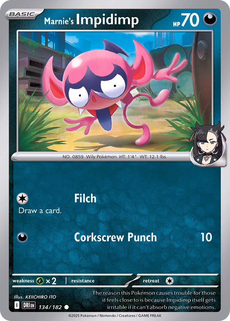 Marnie's Impidimp Pokemon card (134/182, Destined Rivals)