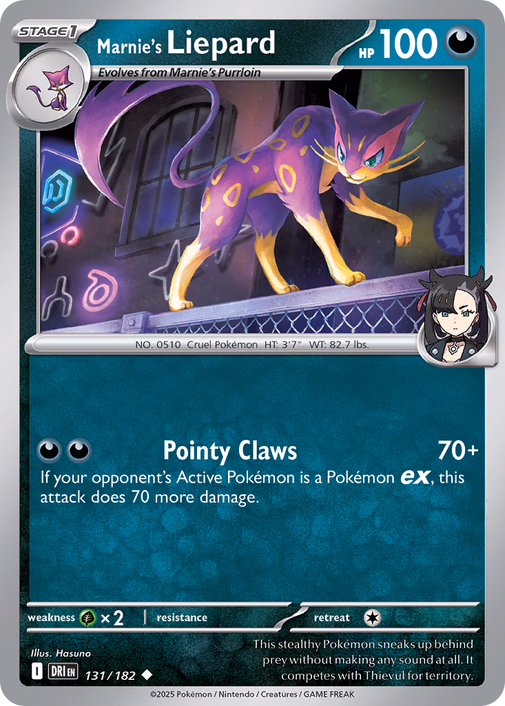 Marnie's Liepard Pokemon card (131/182, Destined Rivals)