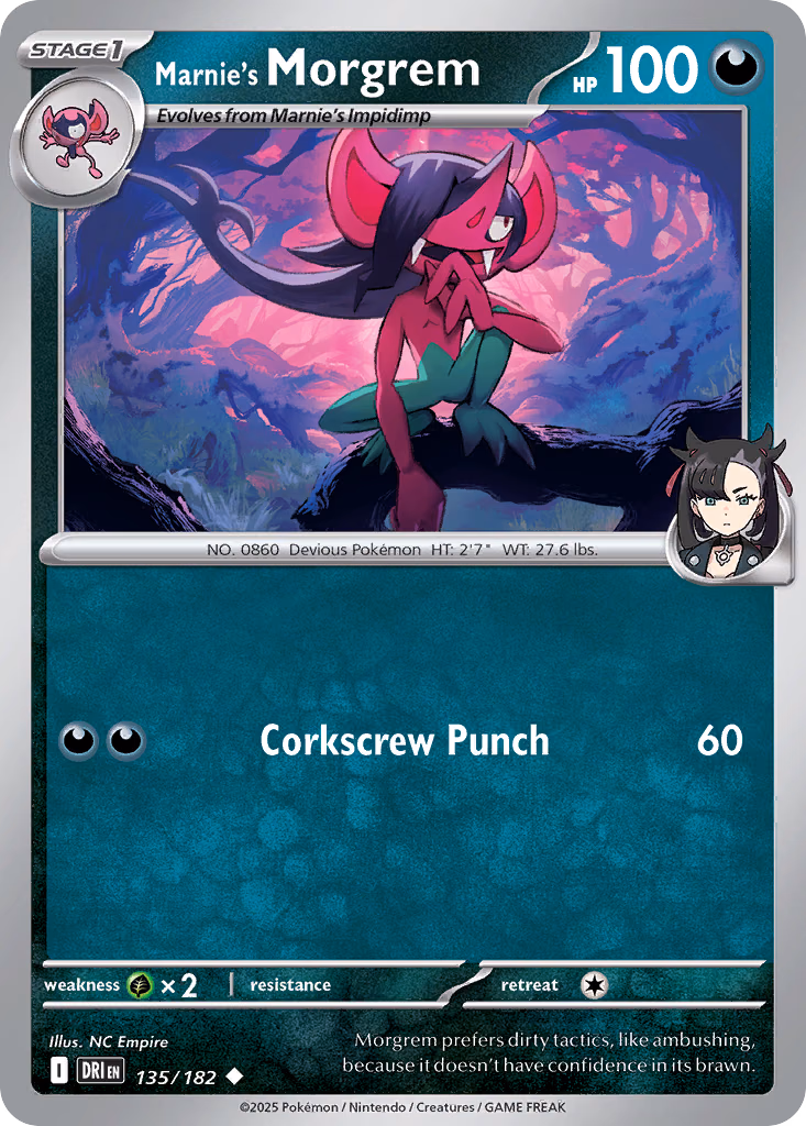 Marnie's Morgrem Pokemon card (135/182, Destined Rivals)