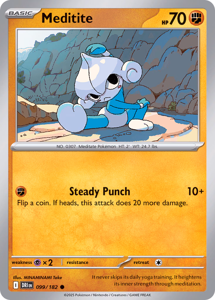 Meditite Pokemon card (099/182, Destined Rivals)