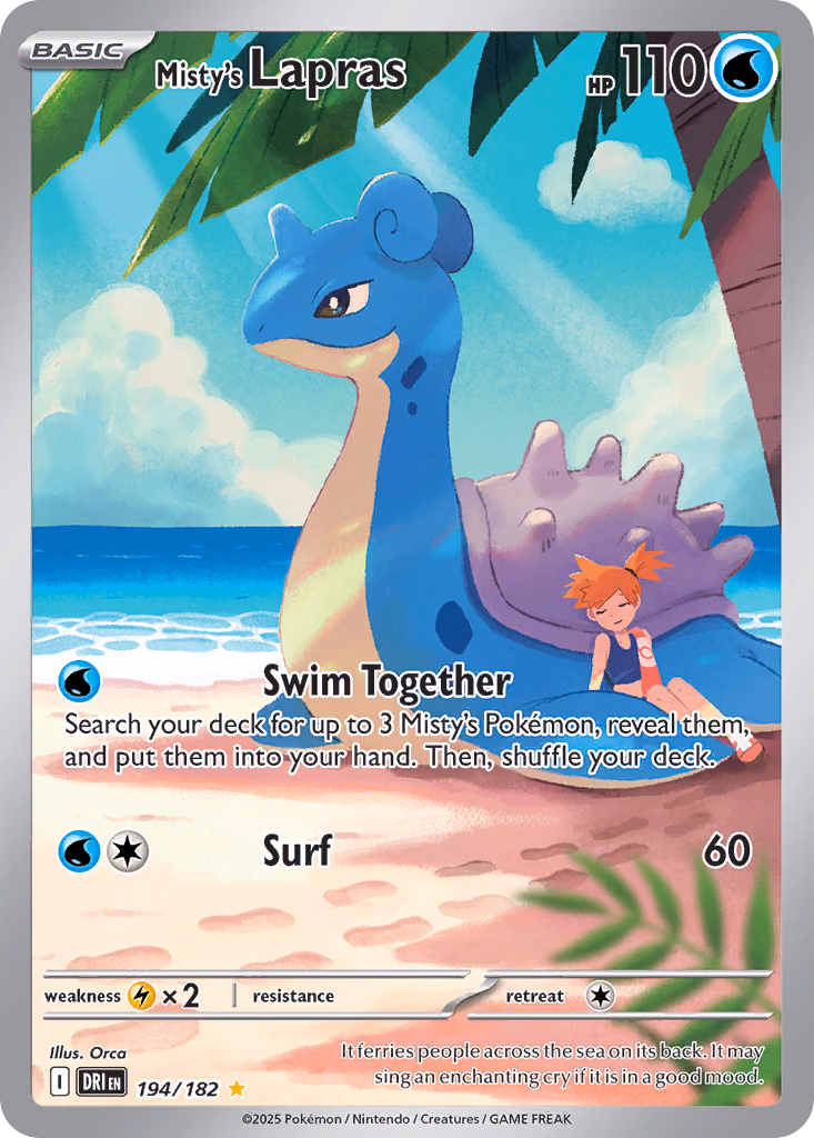 Misty's Lapras Pokemon card (194/182, Destined Rivals)