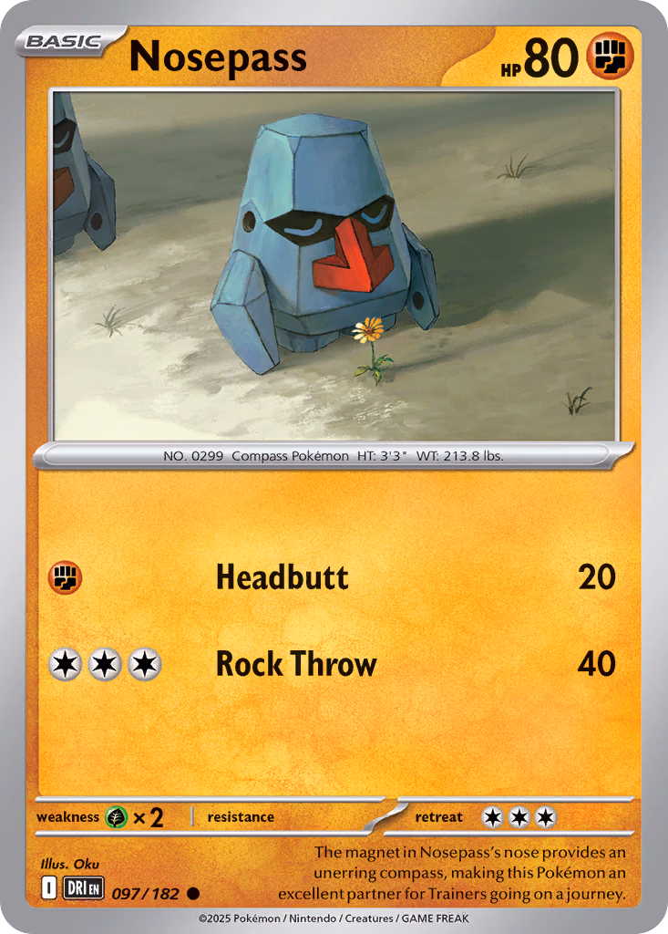 Nosepass Pokemon card (097/182, Destined Rivals)