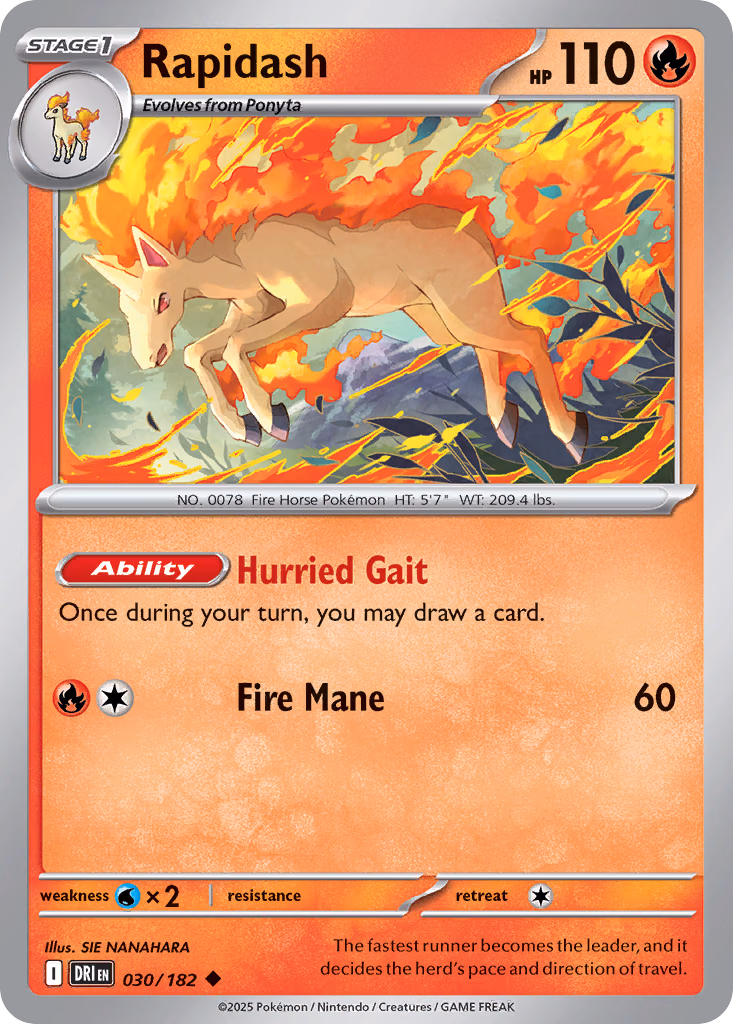 Rapidash Pokemon card (030/182, Destined Rivals)