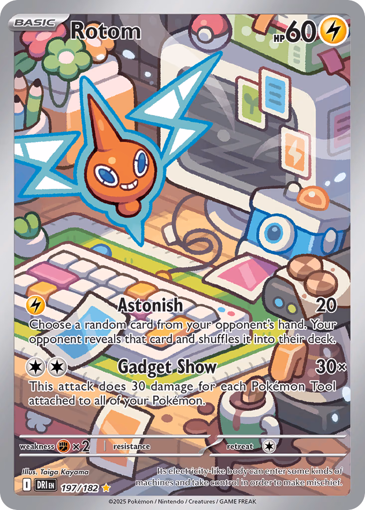 Rotom Pokemon card (197/182, Destined Rivals)