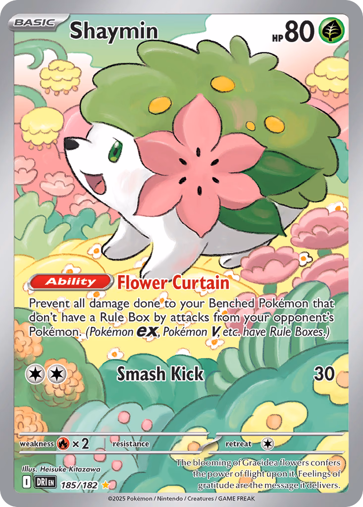 Shaymin Pokemon card (185/182, Destined Rivals)