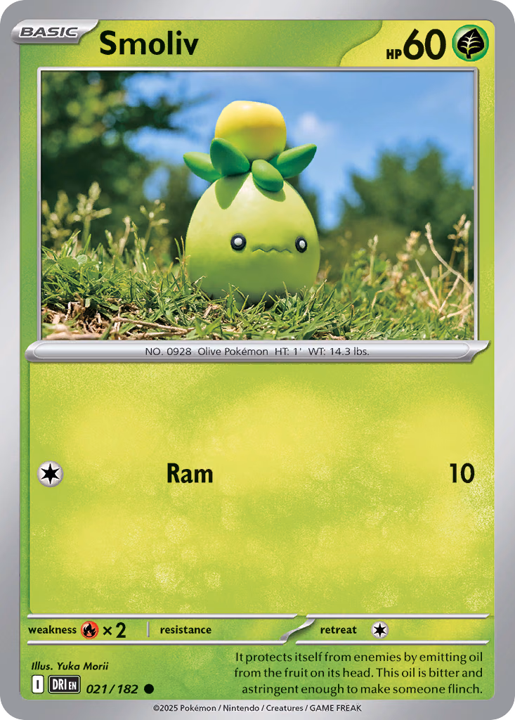 Smoliv Pokemon card (021/182, Destined Rivals)