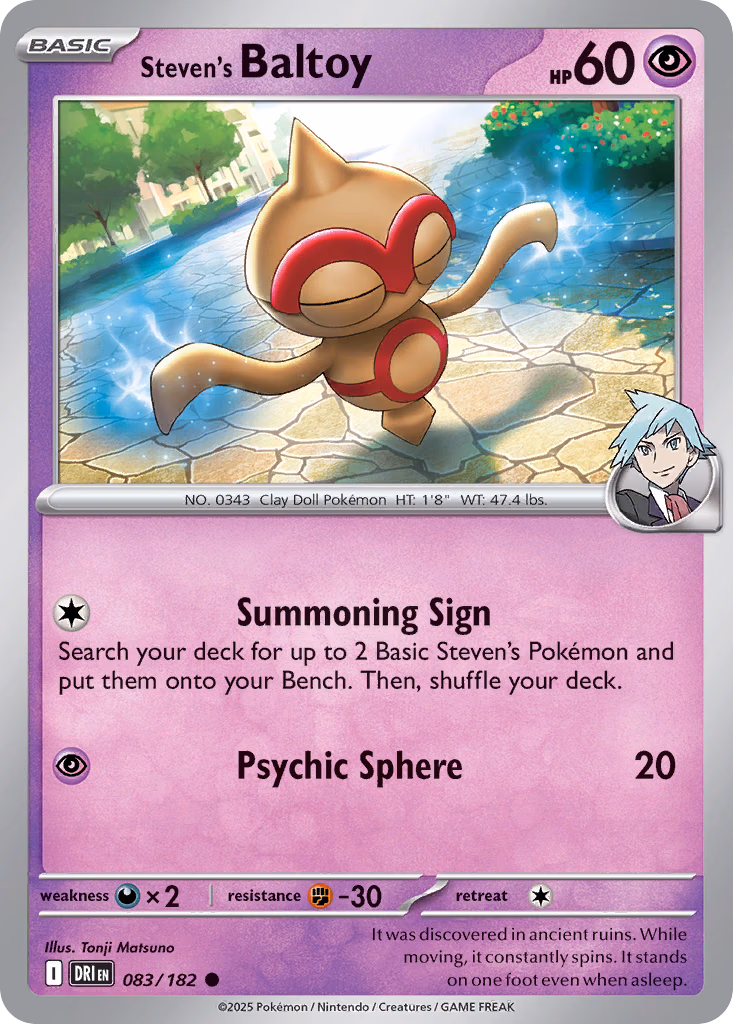 Steven's Baltoy Pokemon card (083/182, Destined Rivals)