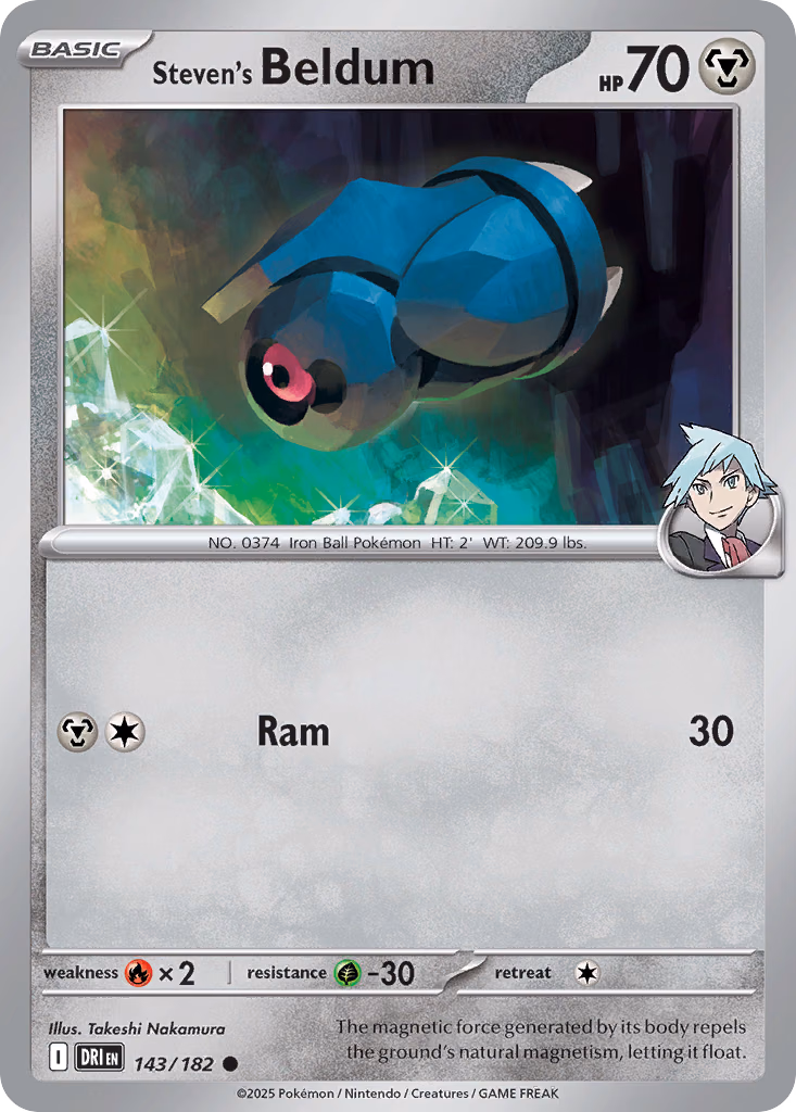 Steven's Beldum Pokemon card (143/182, Destined Rivals)