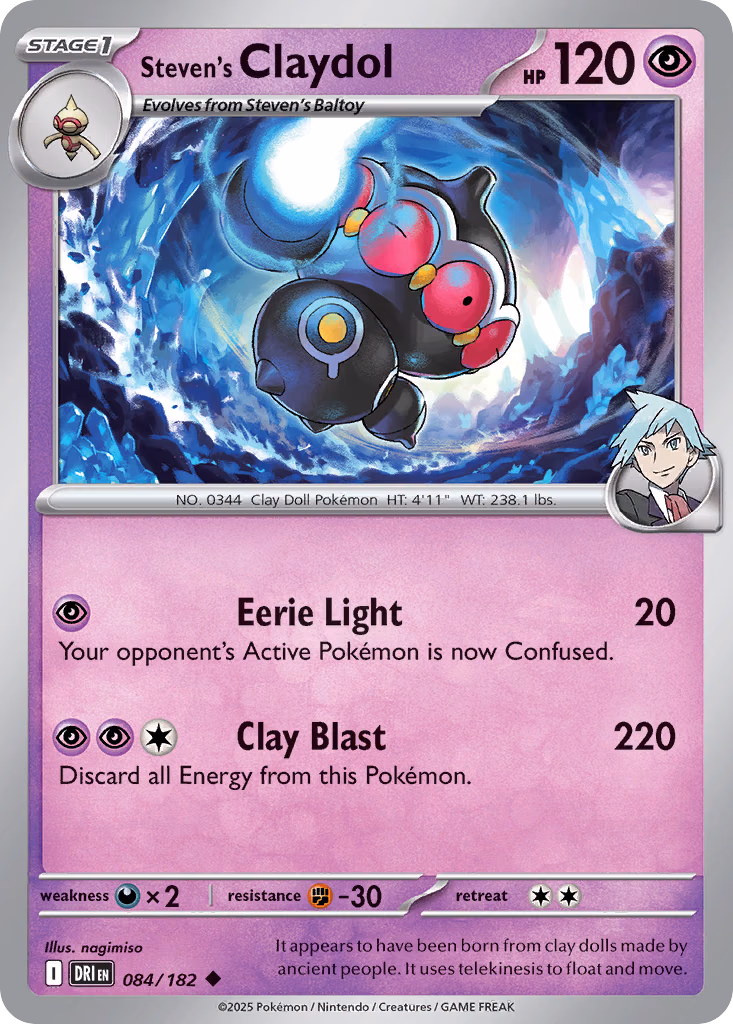 Steven's Claydol Pokemon card (084/182, Destined Rivals)
