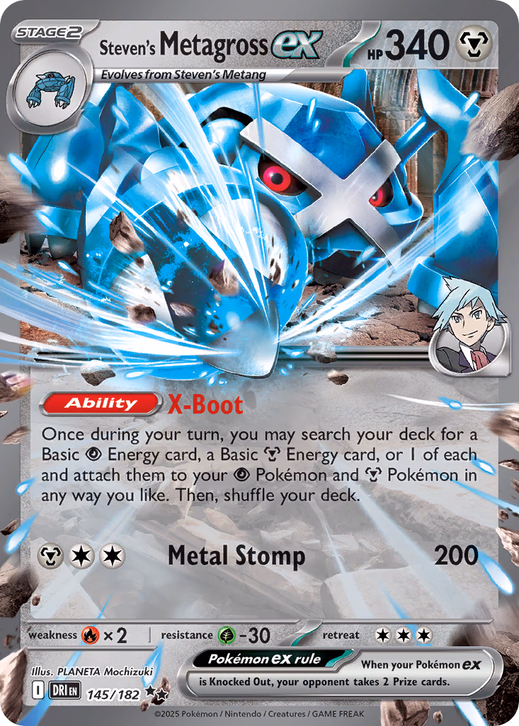 Steven's Metagross ex Pokemon card (145/182, Destined Rivals)