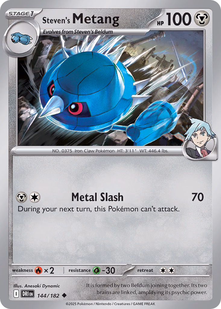 Steven's Metang Pokemon card (144/182, Destined Rivals)