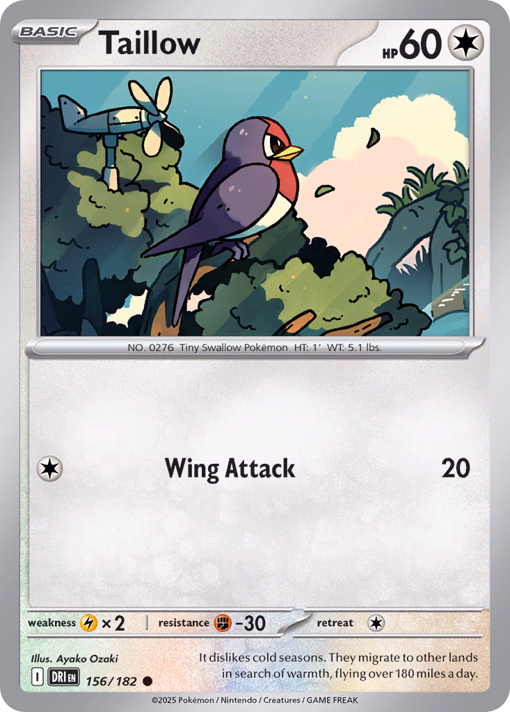 Taillow Pokemon card (156/182, Destined Rivals)