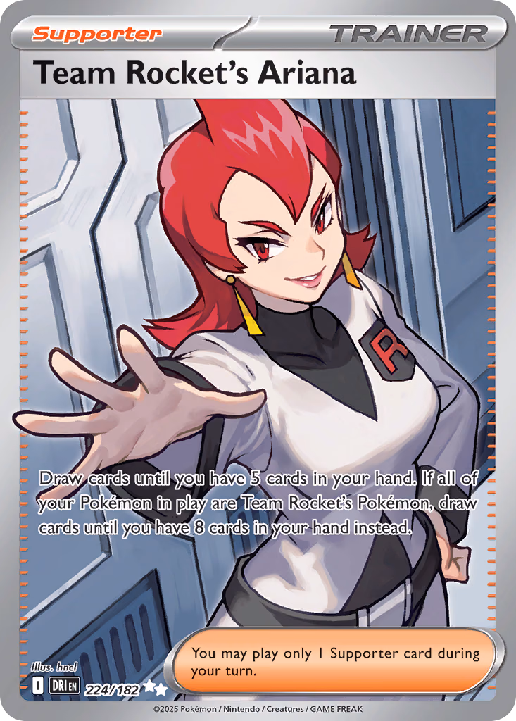 Team Rocket's Ariana Pokemon card (224/182, Destined Rivals)