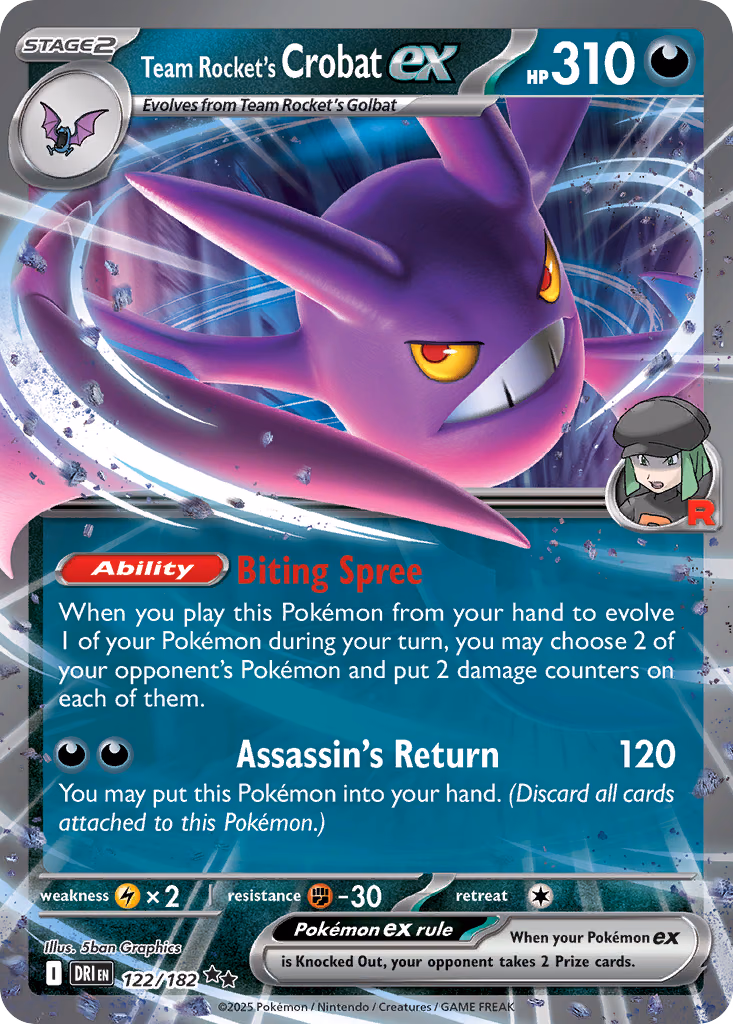 Team Rocket's Crobat ex Pokemon card (122/182, Destined Rivals)