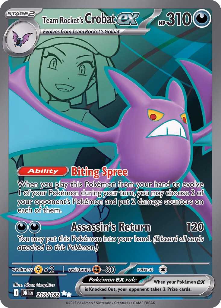 Team Rocket's Crobat ex Pokemon card (217/182, Destined Rivals)