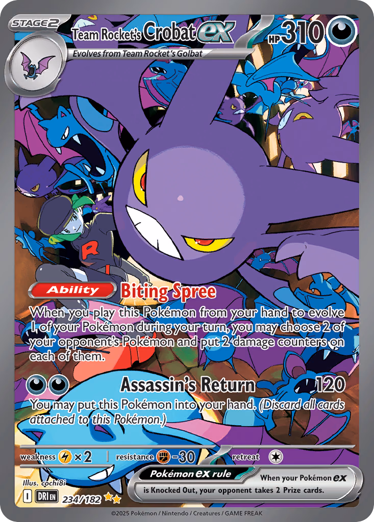 Team Rocket's Crobat ex Pokemon card (234/182, Destined Rivals)