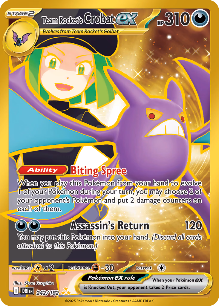 Team Rocket's Crobat ex Pokemon card (242/182, Destined Rivals)