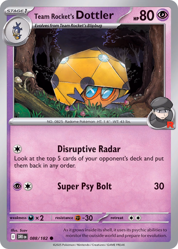 Team Rocket's Dottler Pokemon card (088/182, Destined Rivals)