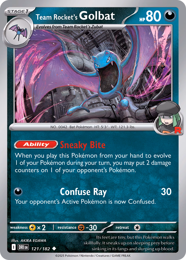 Team Rocket's Golbat Pokemon card (121/182, Destined Rivals)
