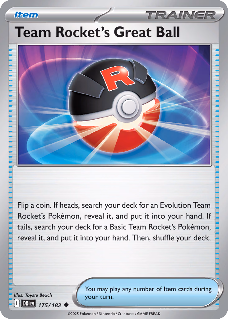 Team Rocket's Great Ball Pokemon card (175/182, Destined Rivals)