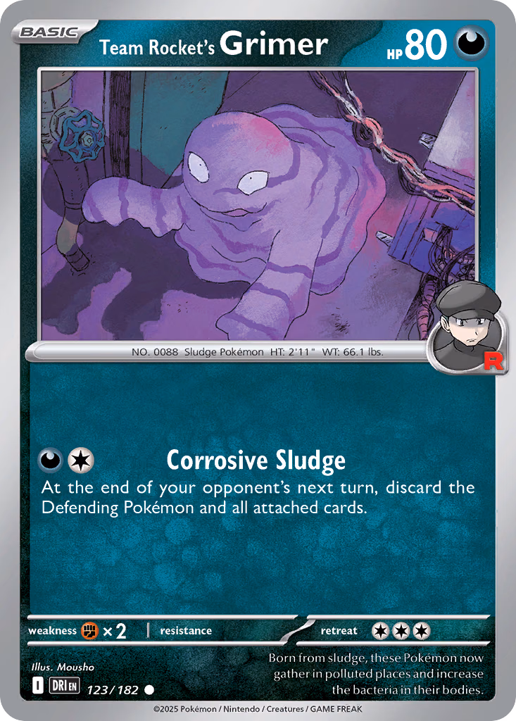 Team Rocket's Grimer Pokemon card (123/182, Destined Rivals)