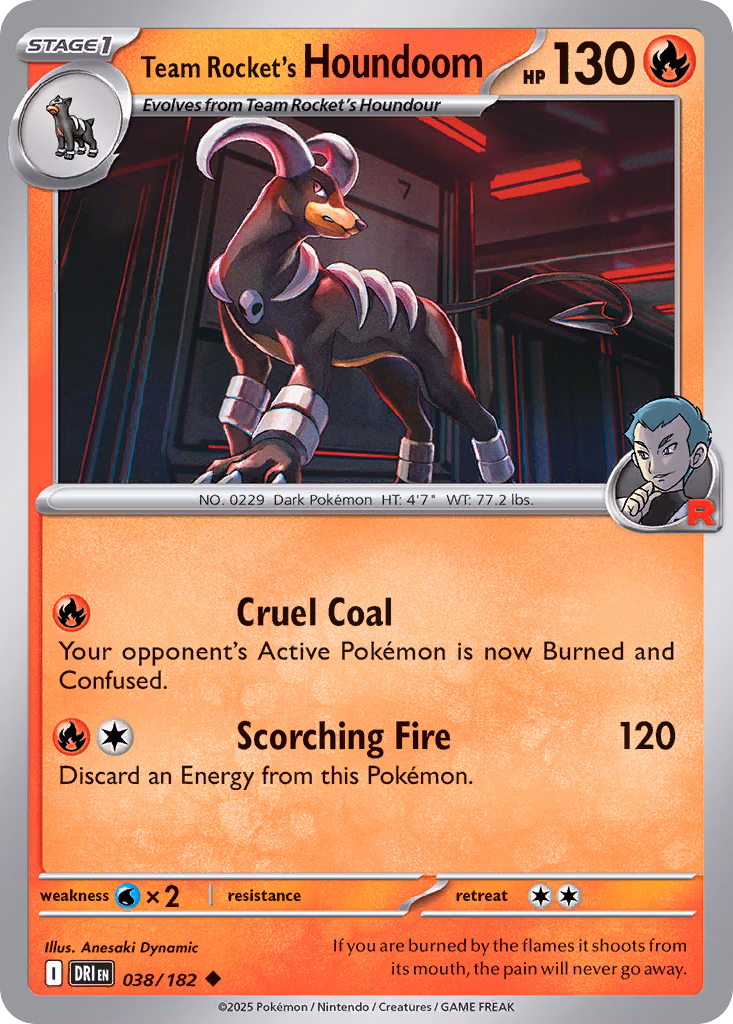 Team Rocket's Houndoom Pokemon card (038/182, Destined Rivals)