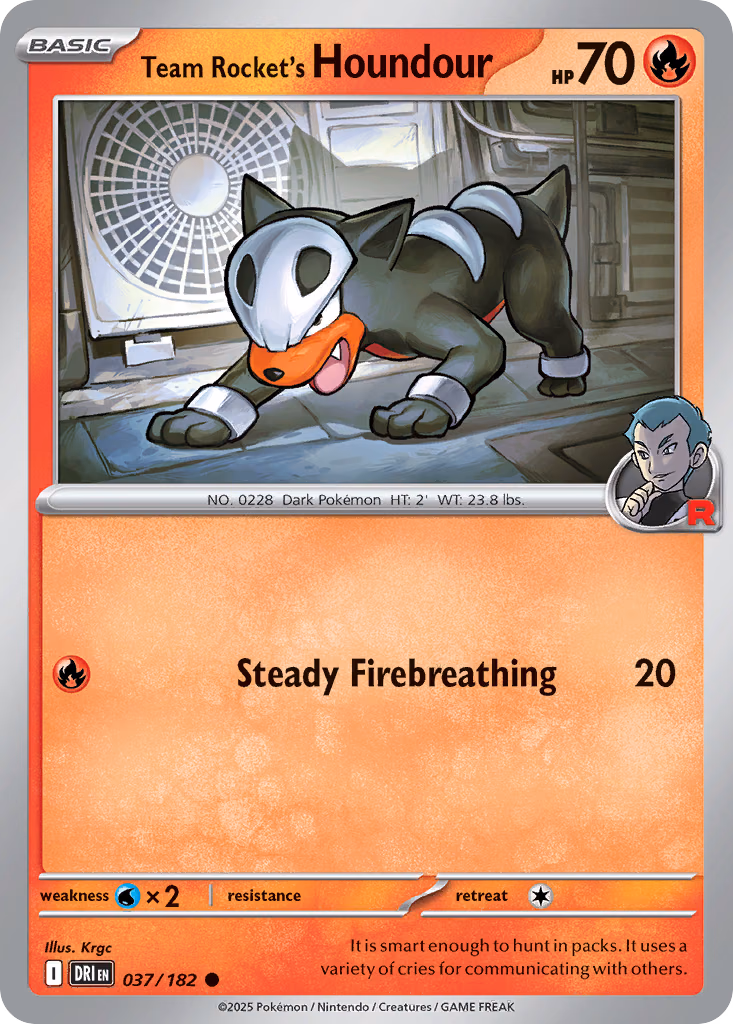 Team Rocket's Houndour Pokemon card (037/182, Destined Rivals)