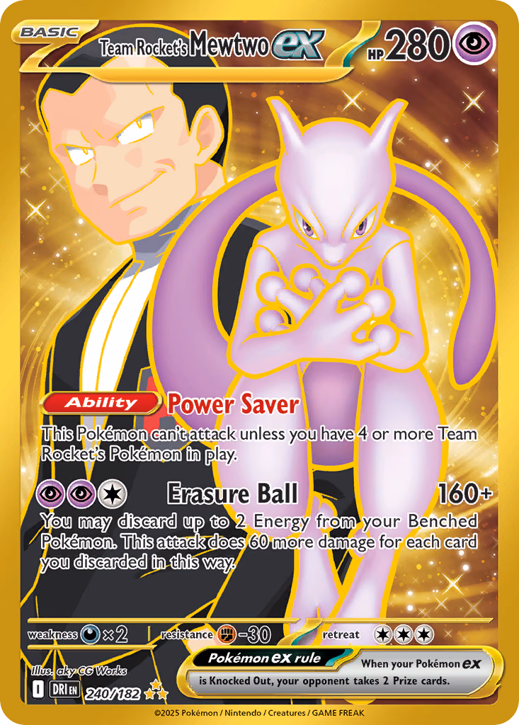 Team Rocket's Mewtwo ex Pokemon card (240/182, Destined Rivals)