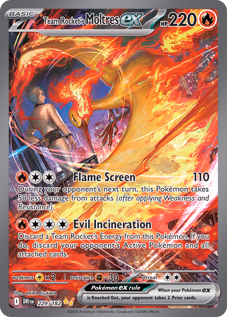 Team Rocket's Moltres ex Pokemon card (229/182, Destined Rivals)