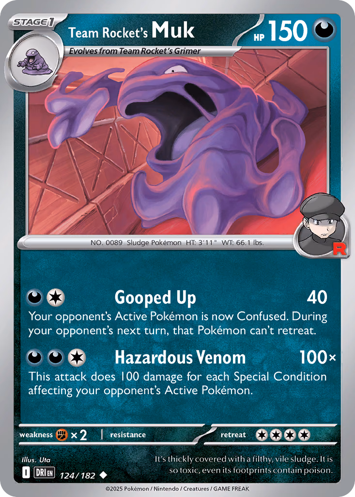 Team Rocket's Muk Pokemon card (124/182, Destined Rivals)