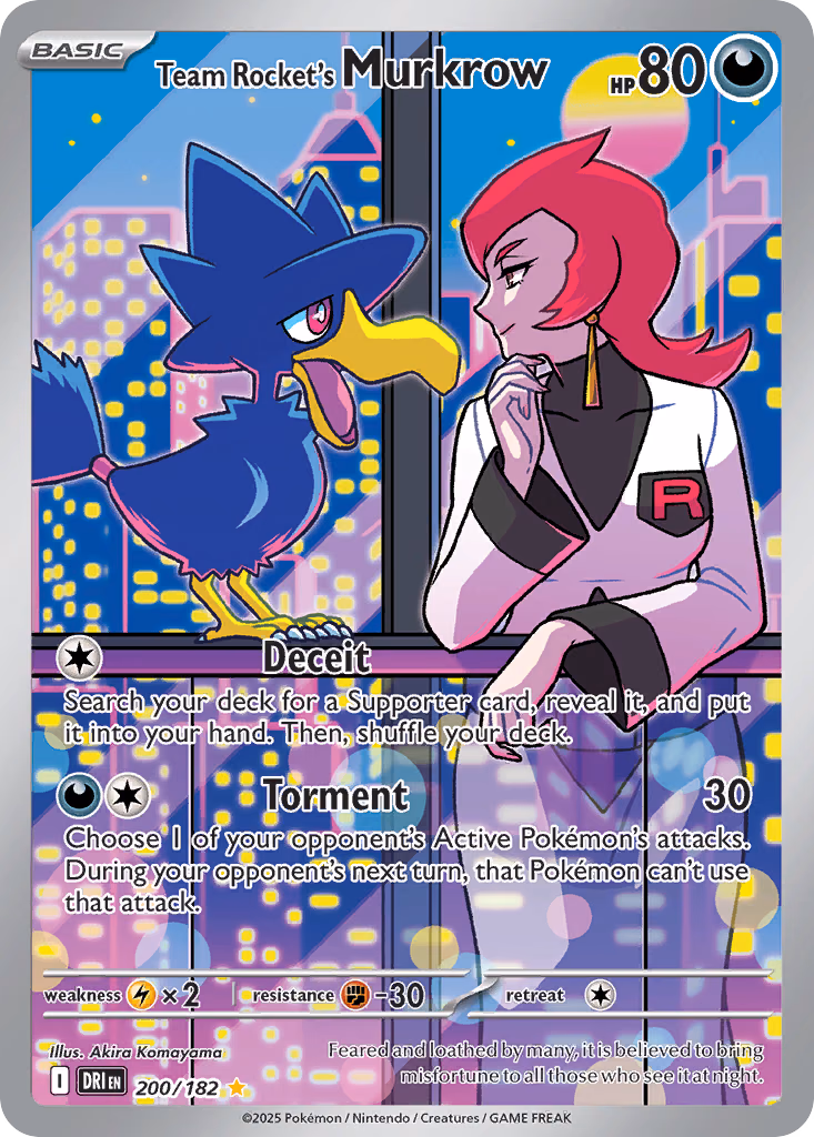 Team Rocket's Murkrow Pokemon card (200/182, Destined Rivals)