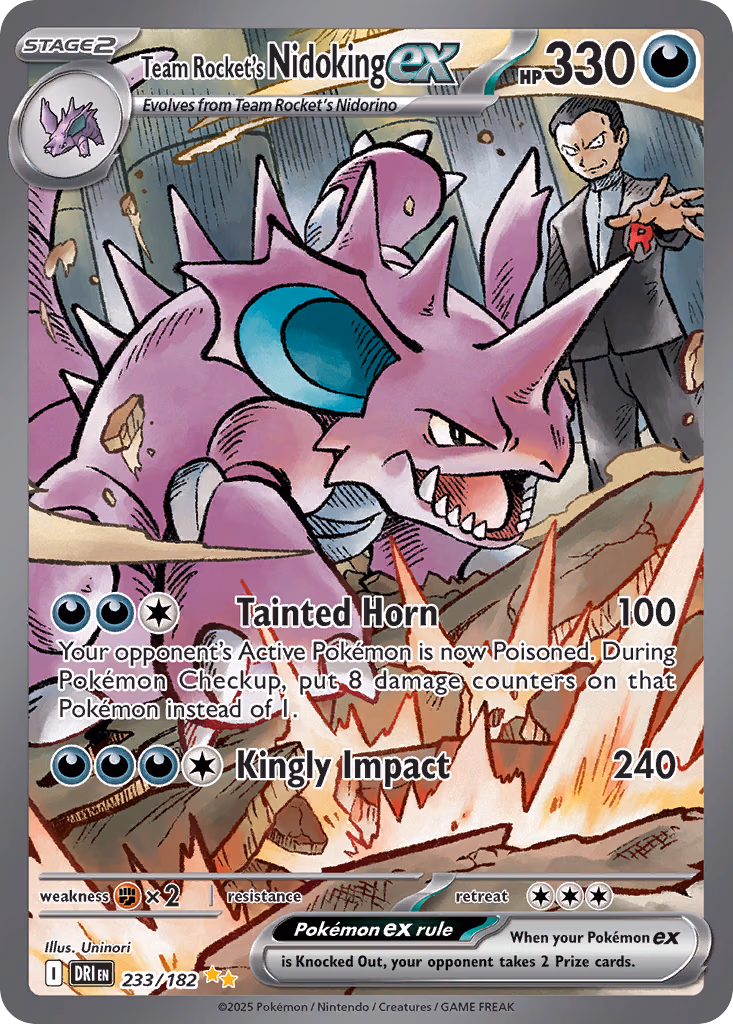 Team Rocket's Nidoking ex Pokemon card (233/182, Destined Rivals)