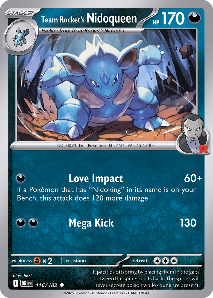 Team Rocket's Nidoqueen Pokemon card (116/182, Destined Rivals)