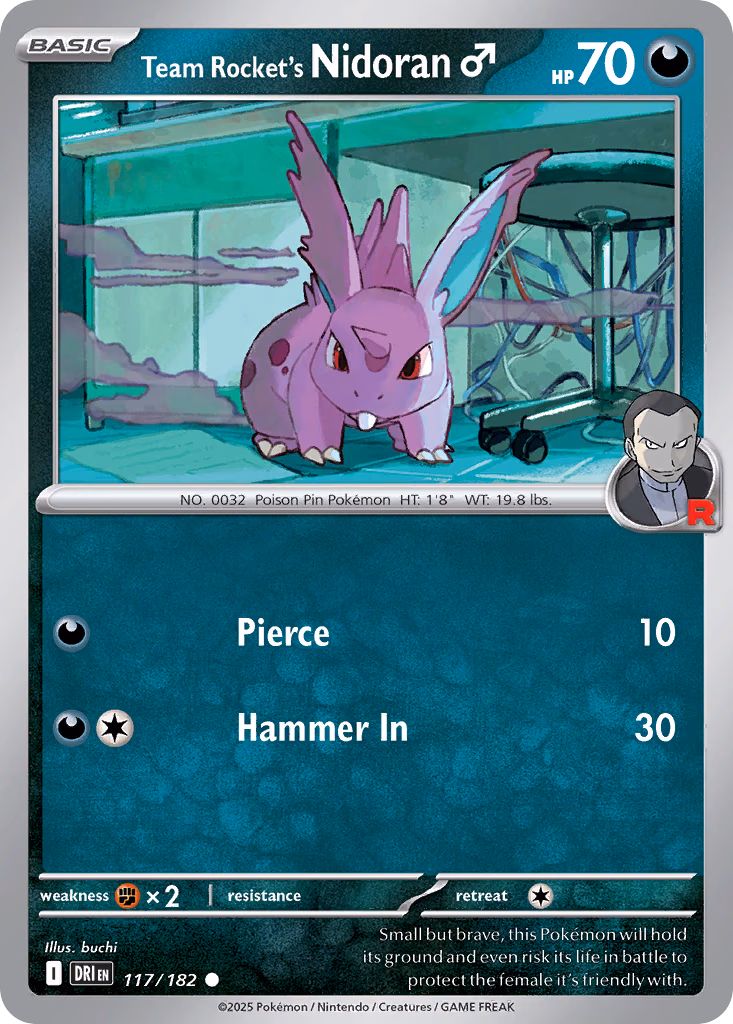 Team Rocket's Nidoran♂ Pokemon card (117/182, Destined Rivals)