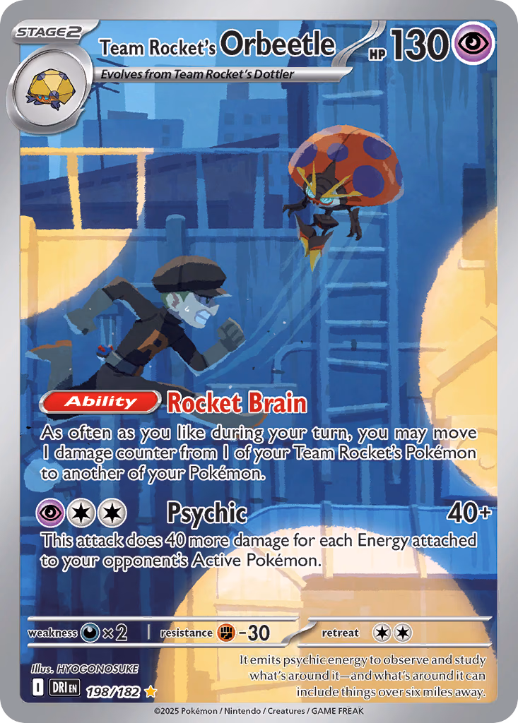 Team Rocket's Orbeetle Pokemon card (198/182, Destined Rivals)