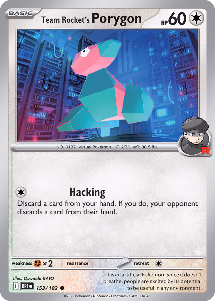 Team Rocket's Porygon Pokemon card (153/182, Destined Rivals)