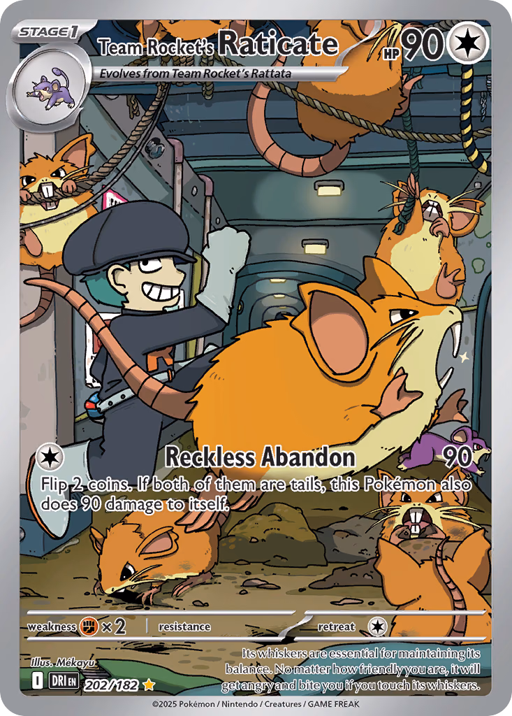 Team Rocket's Raticate Pokemon card (202/182, Destined Rivals)