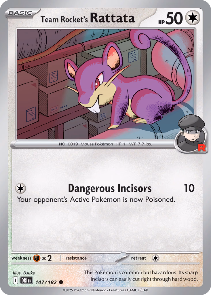 Team Rocket's Rattata Pokemon card (147/182, Destined Rivals)