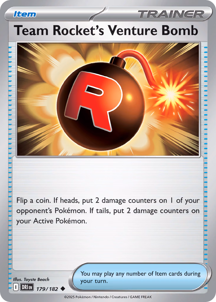 Team Rocket's Venture Bomb Pokemon card (179/182, Destined Rivals)