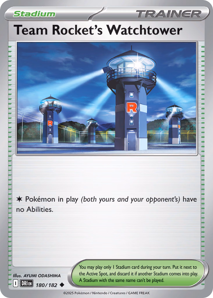 Team Rocket's Watchtower Pokemon card (180/182, Destined Rivals)