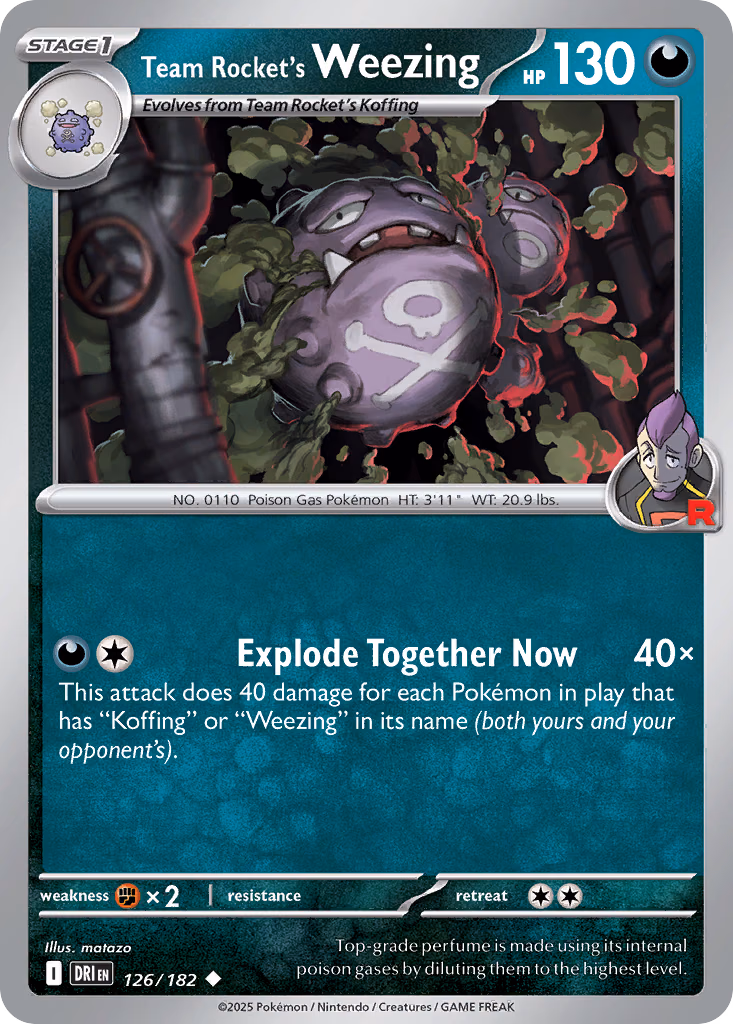 Team Rocket's Weezing Pokemon card (126/182, Destined Rivals)