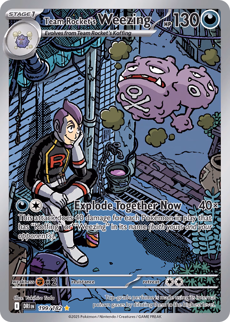 Team Rocket's Weezing Pokemon card (199/182, Destined Rivals)