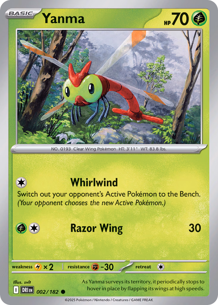 Yanma Pokemon card (002/182, Destined Rivals)