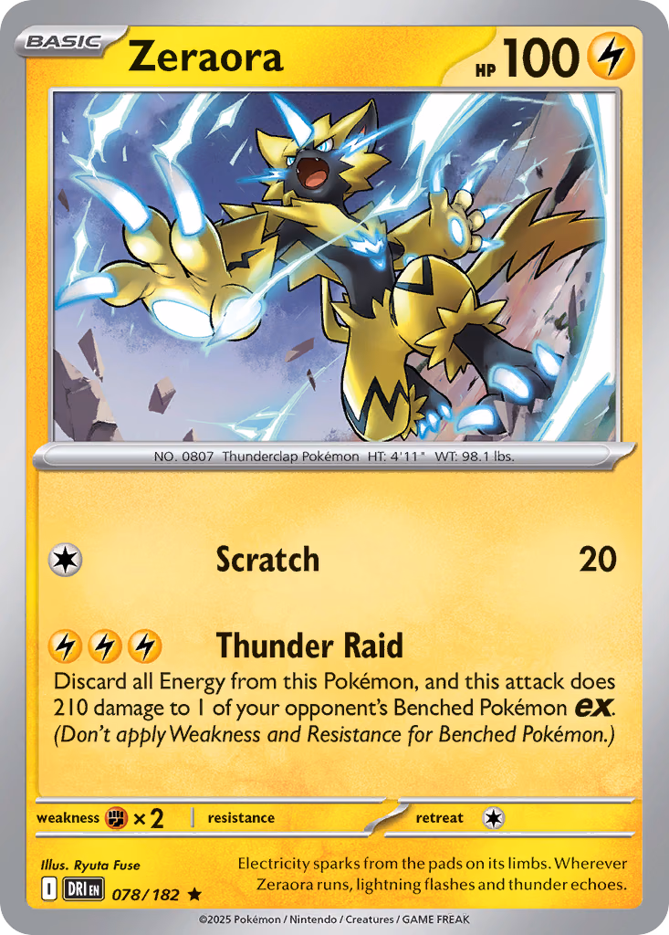 Zeraora Pokemon card (078/182, Destined Rivals)
