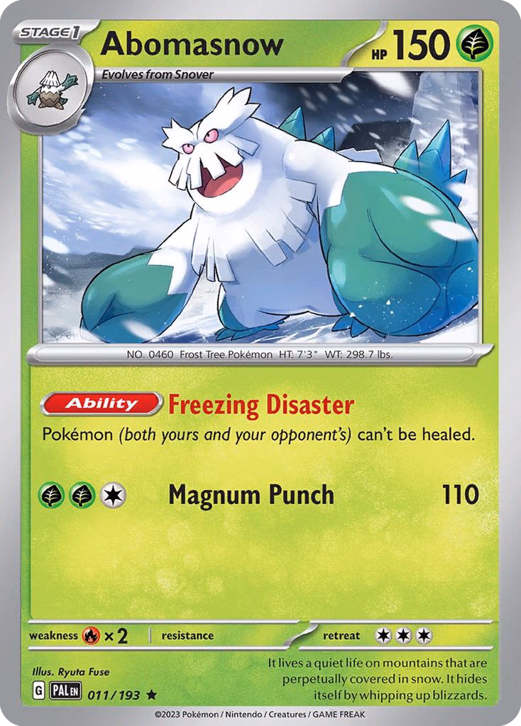 Abomasnow Pokemon card (011/193, Paldea Evolved)