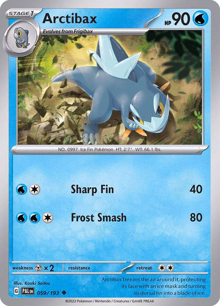 Arctibax Pokemon card (059/193, Paldea Evolved)
