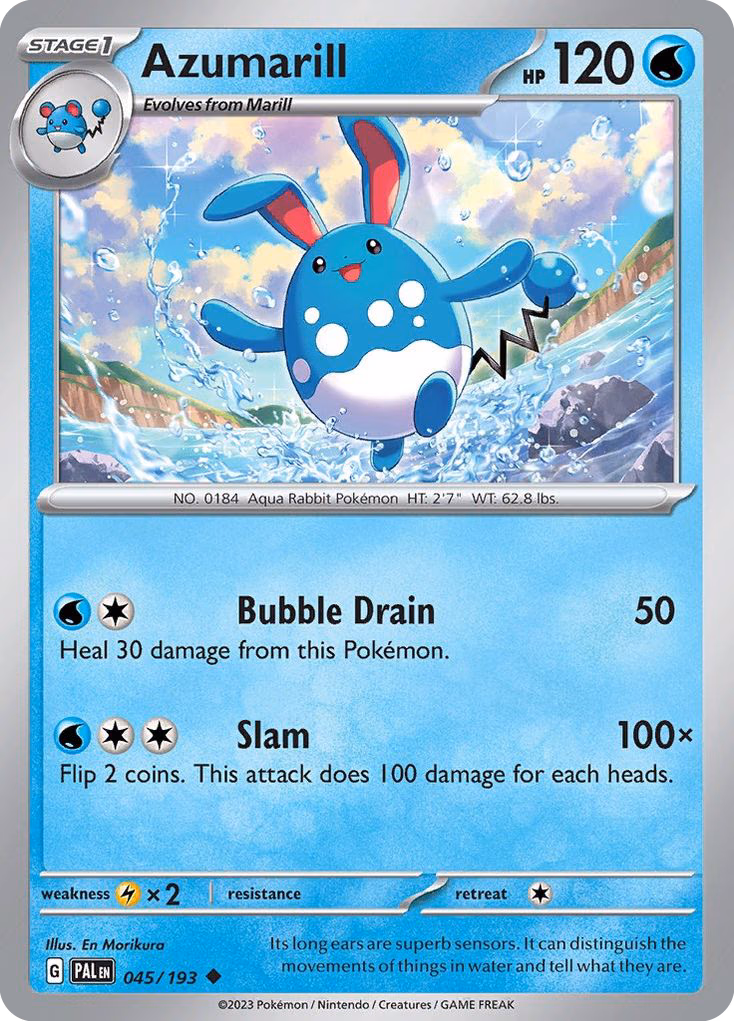 Azumarill Pokemon card (045/193, Paldea Evolved)