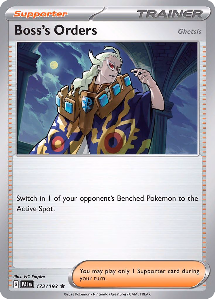Boss's Orders (Ghetsis) Pokemon card (172/193, Paldea Evolved)