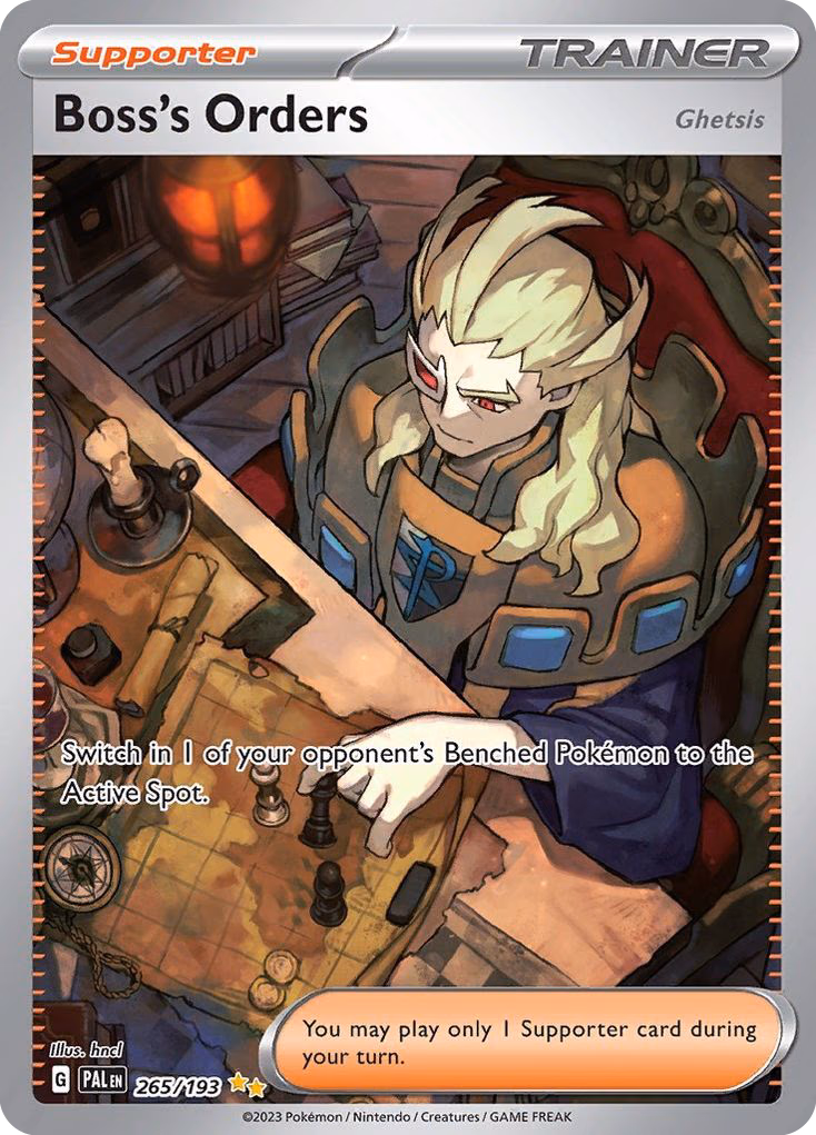 Boss's Orders (Ghetsis) Pokemon card (265/193, Paldea Evolved)
