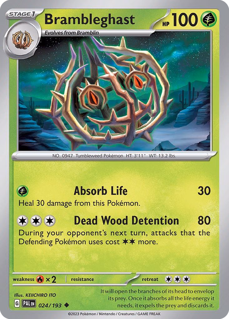 Brambleghast Pokemon card (024/193, Paldea Evolved)
